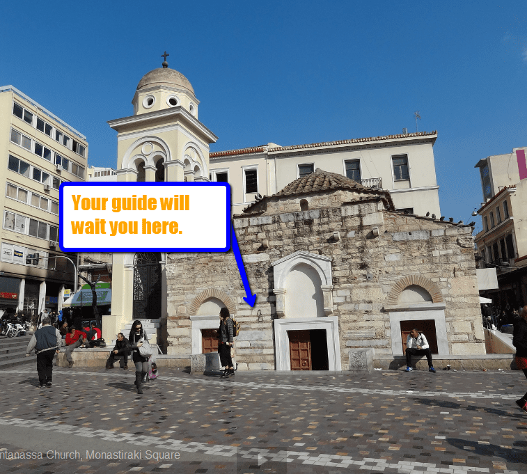 Monastiraki square in front of the little church on the square  photo